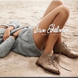 Sam Edelman Shoes Womens 6.5M 37 Mare Nubuck Leather Ankle Booties lace up